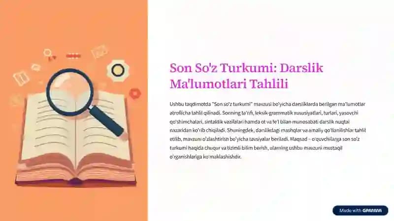 Son So'z Turkumi: Darslik