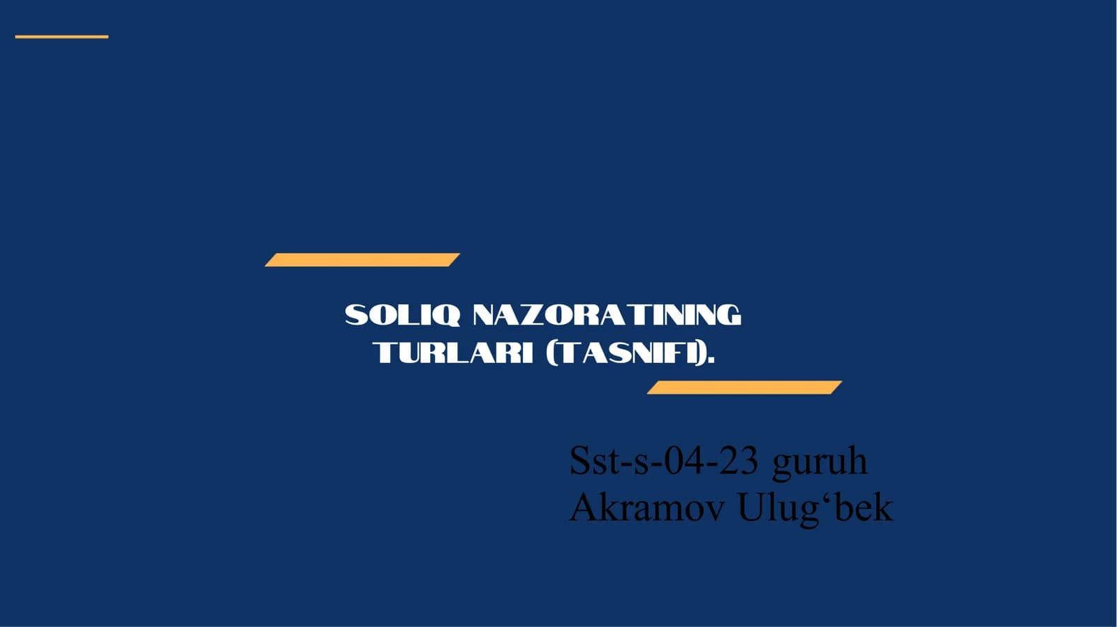Soliq nazoratining turlari (tasnifi)