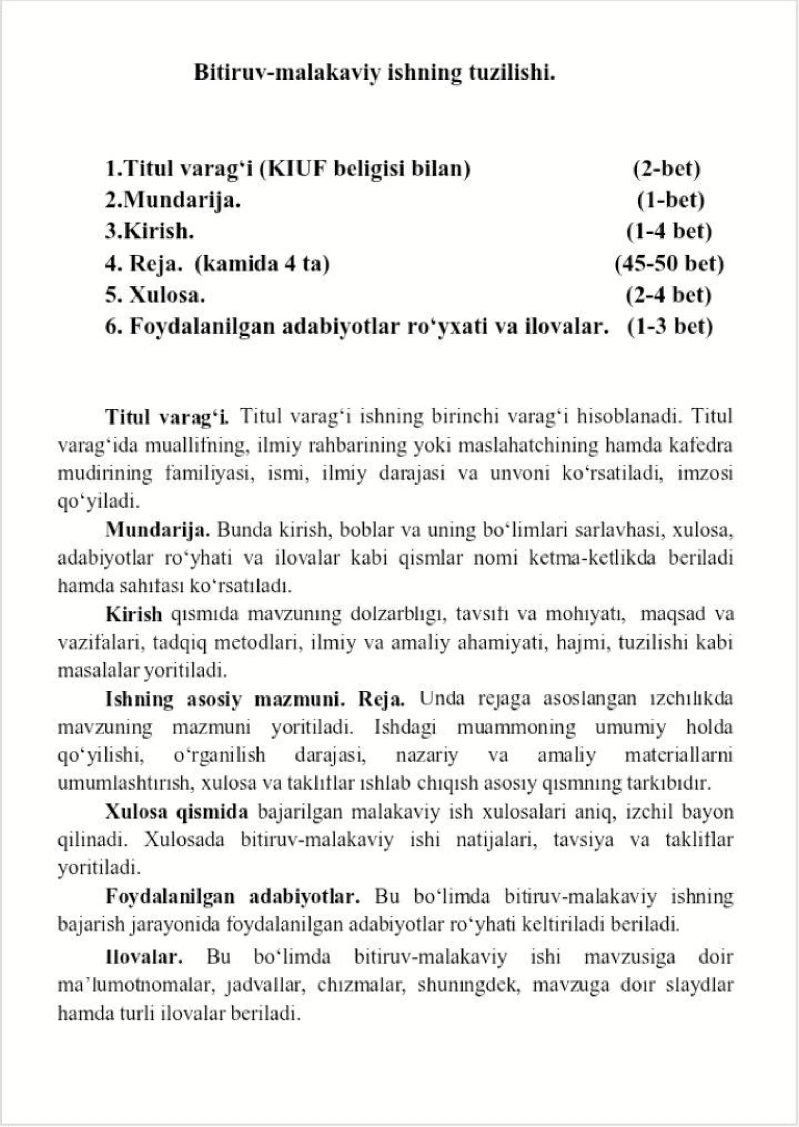 Diplom ishi yozish tartibi