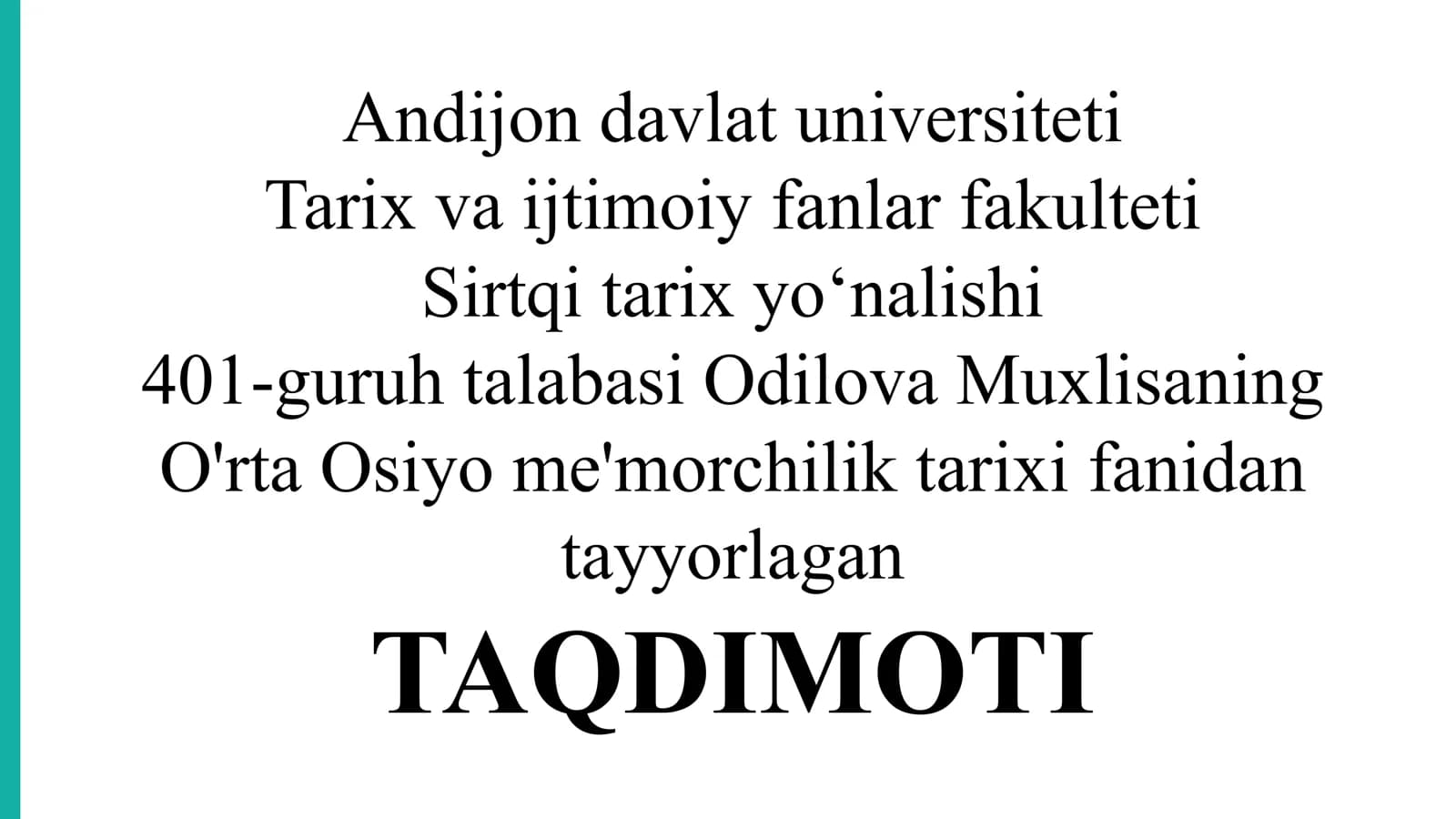 IBTIODIY JAMOA ME'MORCHILIK TARIXI