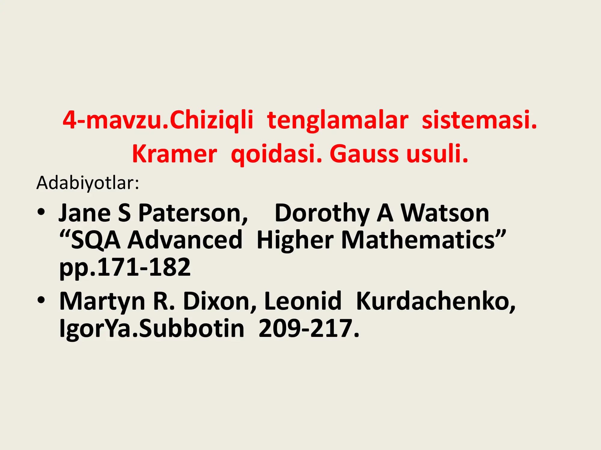 4-mavzu.Сhiziqli tеnglamalar sistеmasi