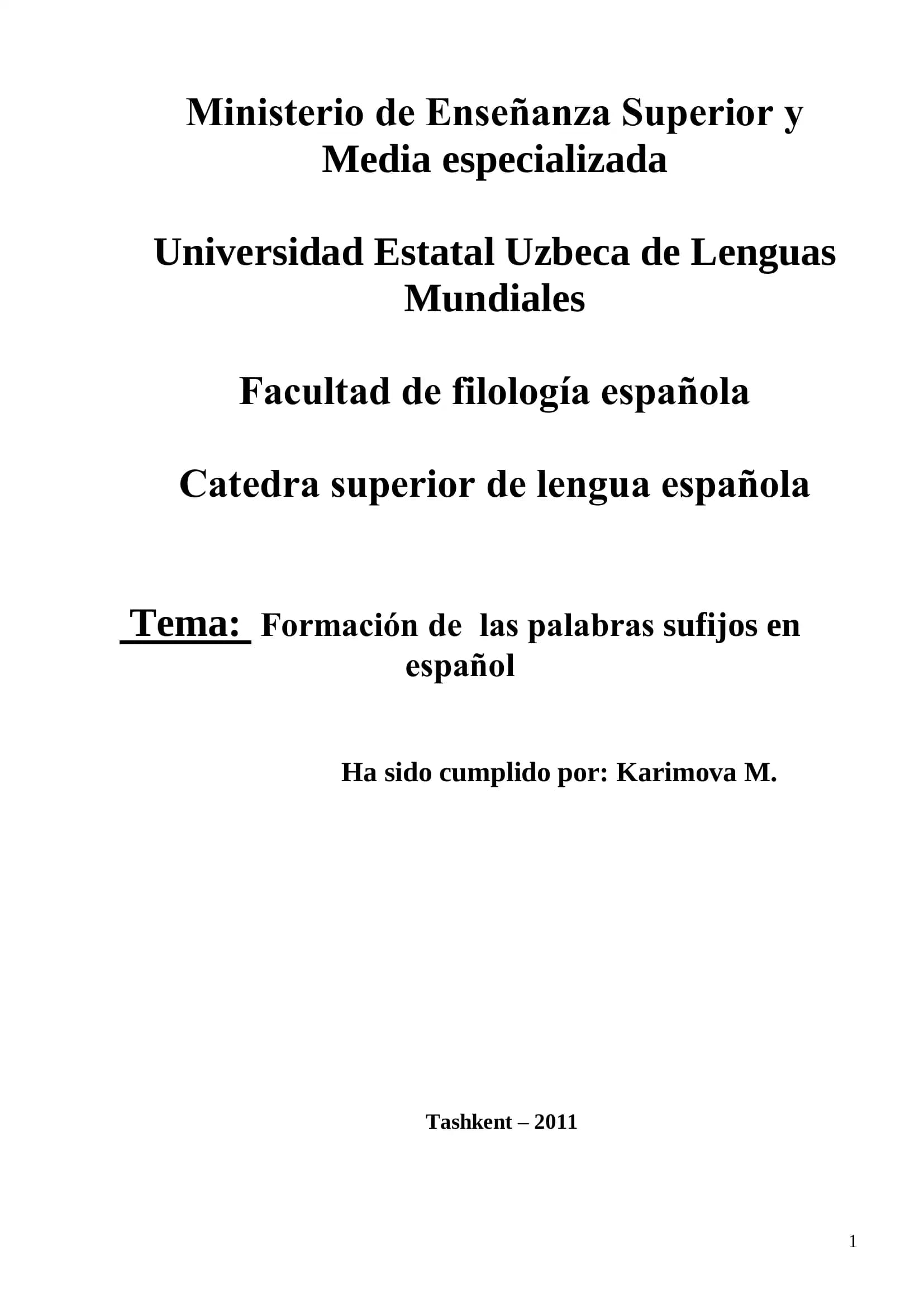 Formación de las palabras sufijos en español