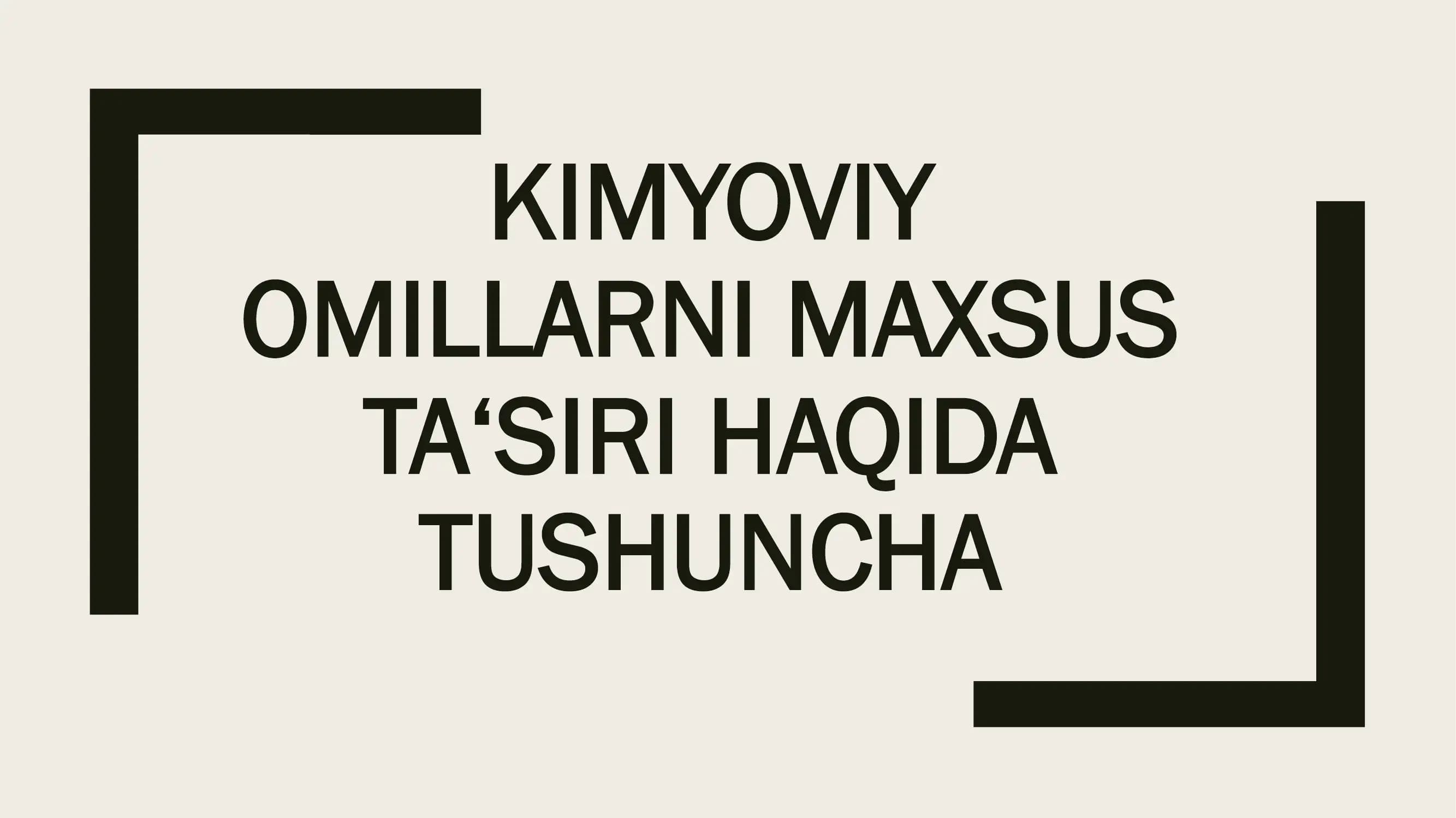 Kimyoviy omillarni maxsus ta'siri