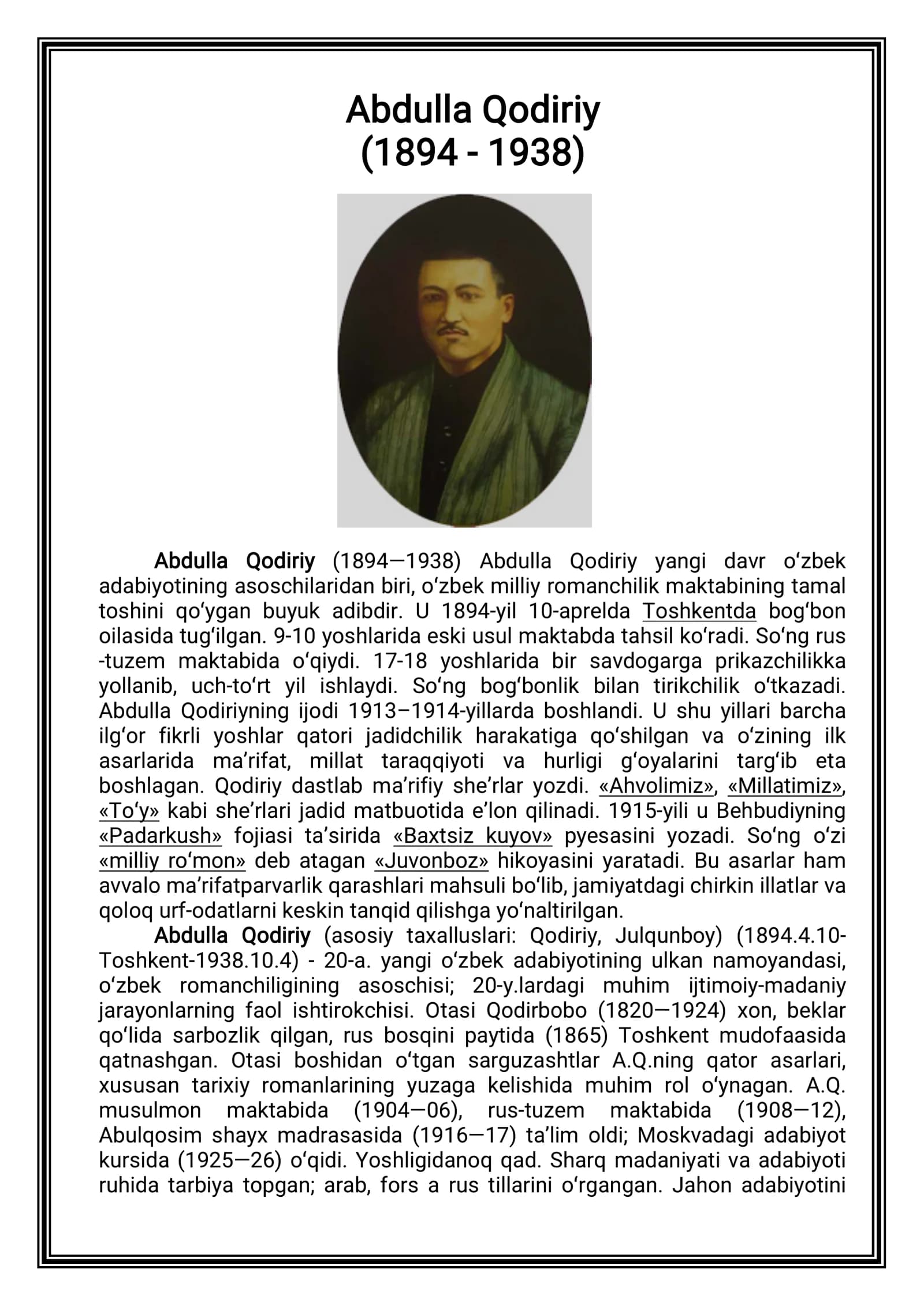 Abdulla Qodiriy