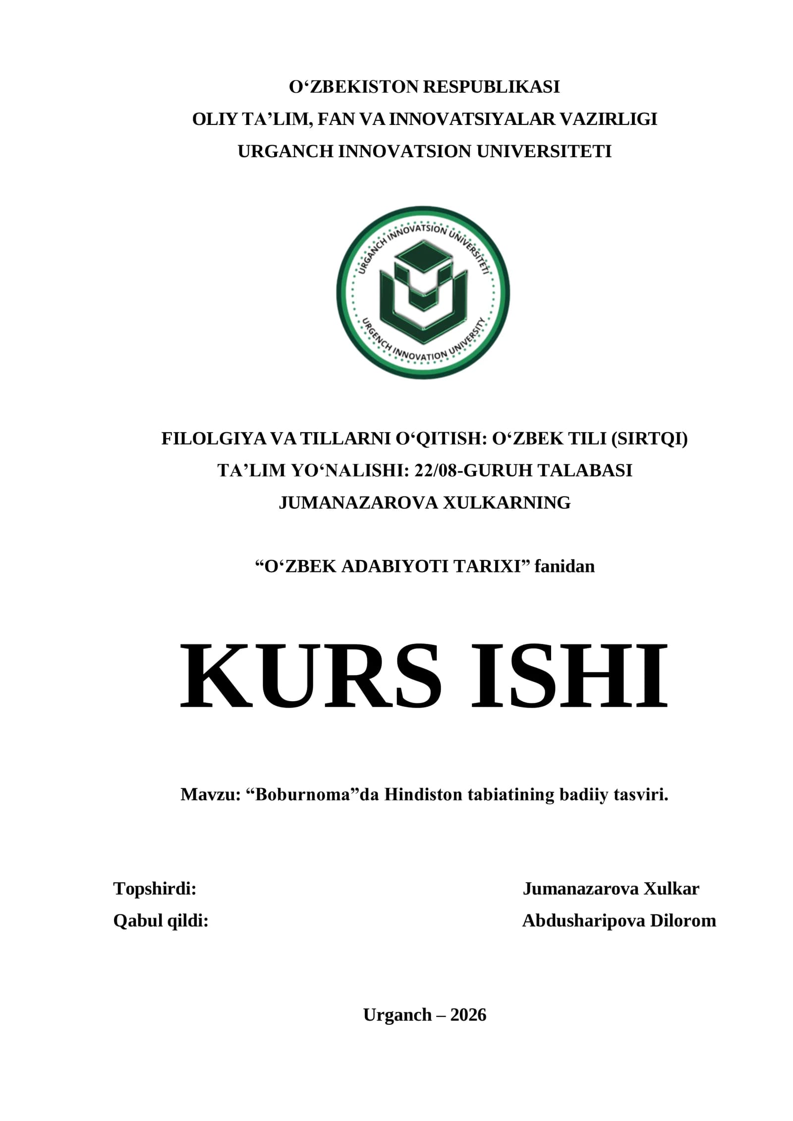 “Boburnoma”da Hindiston tabiatining badiiy tasviri