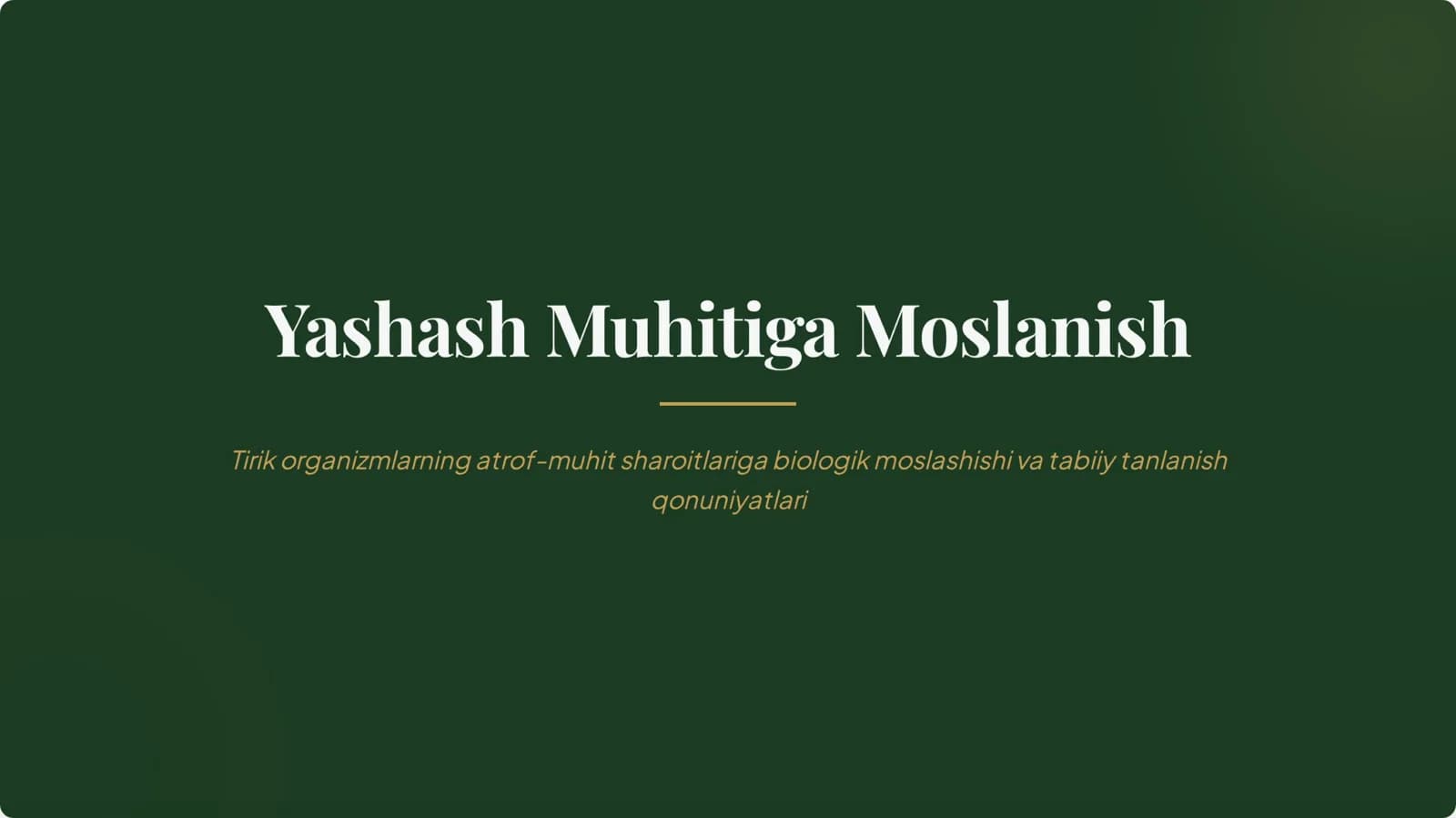 yashash muhitiga moslanish