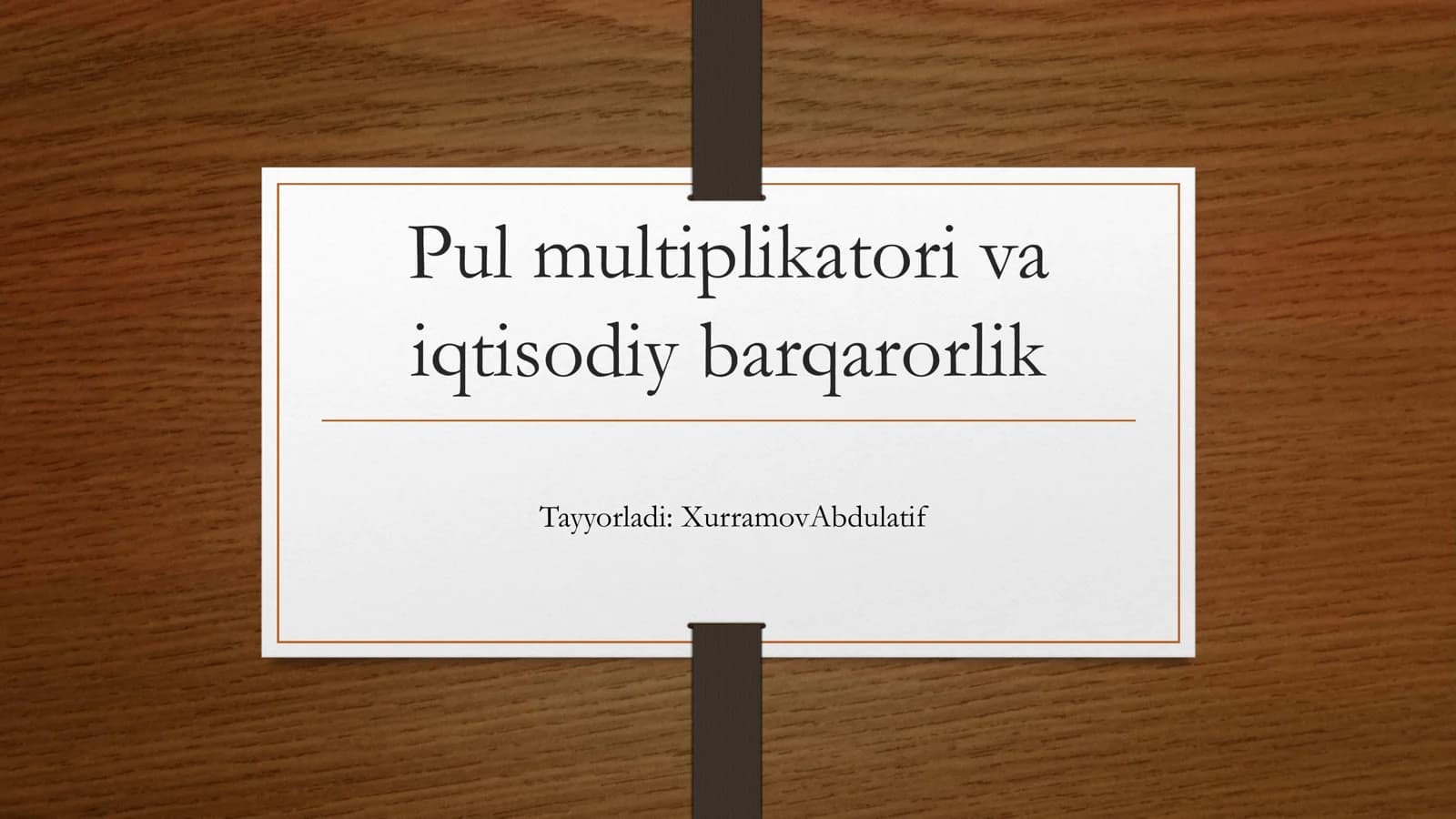 Pul multiplikatori va iqtisodiy barqarorlik