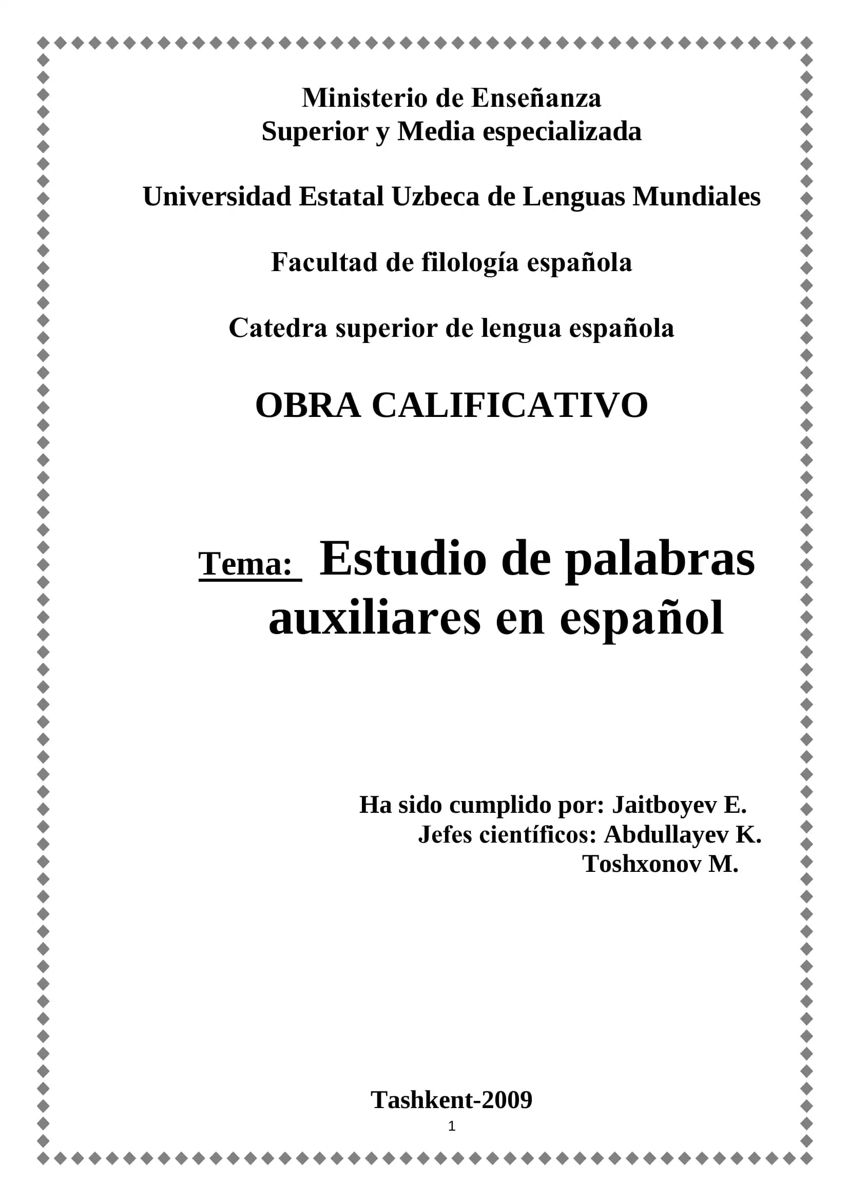 Estudio de palabras auxiliares en español