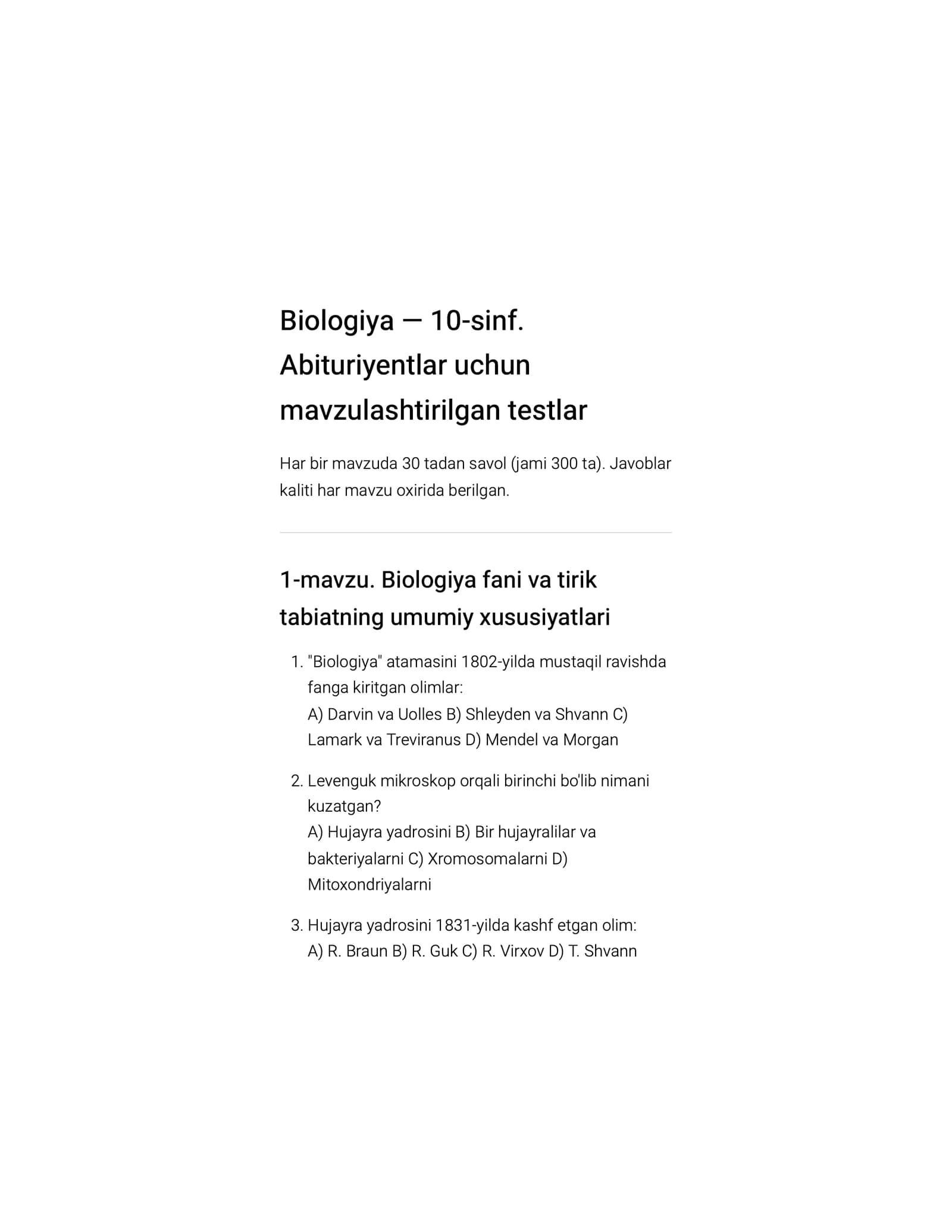 Biologiya — 10-sinf