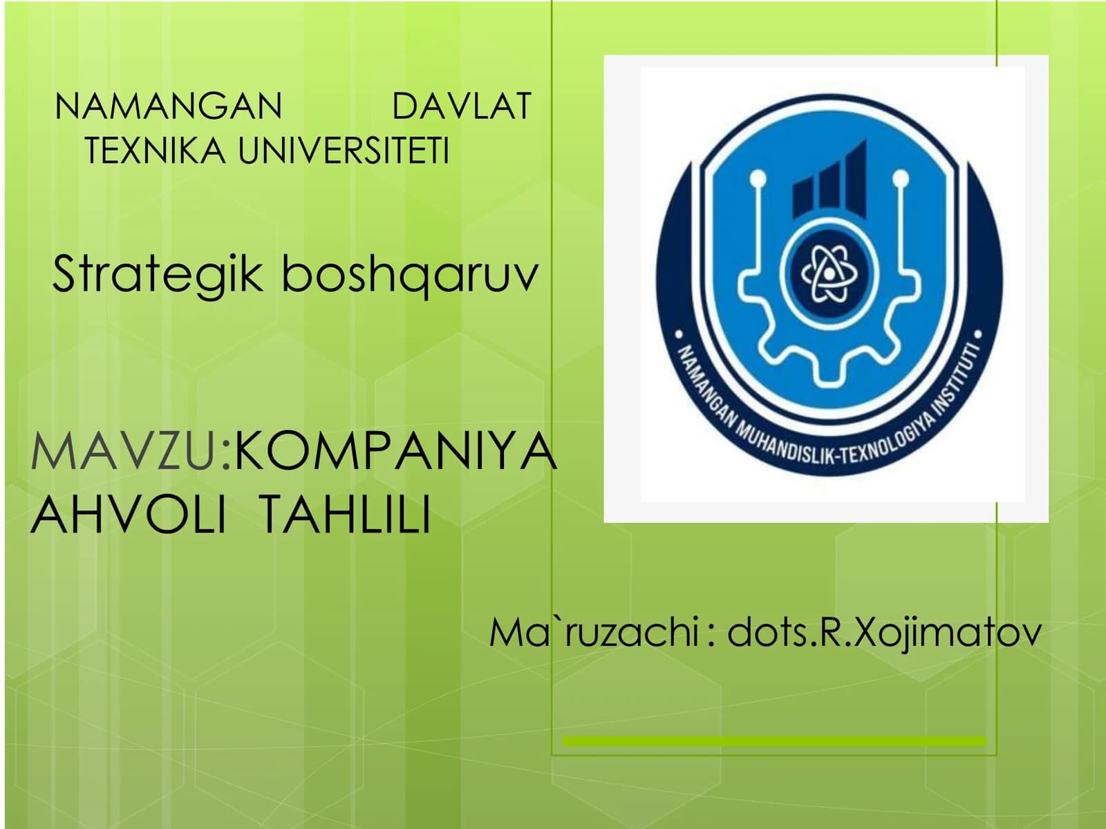 KOMPANIYA AHVOLI TAHLILI