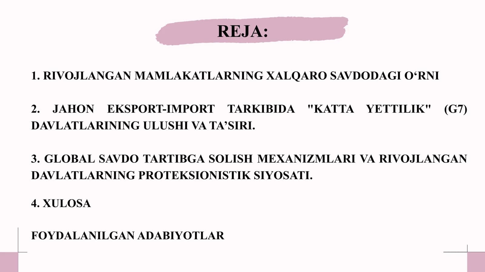 Rivojlangan davlatlarda xalqaro savdo