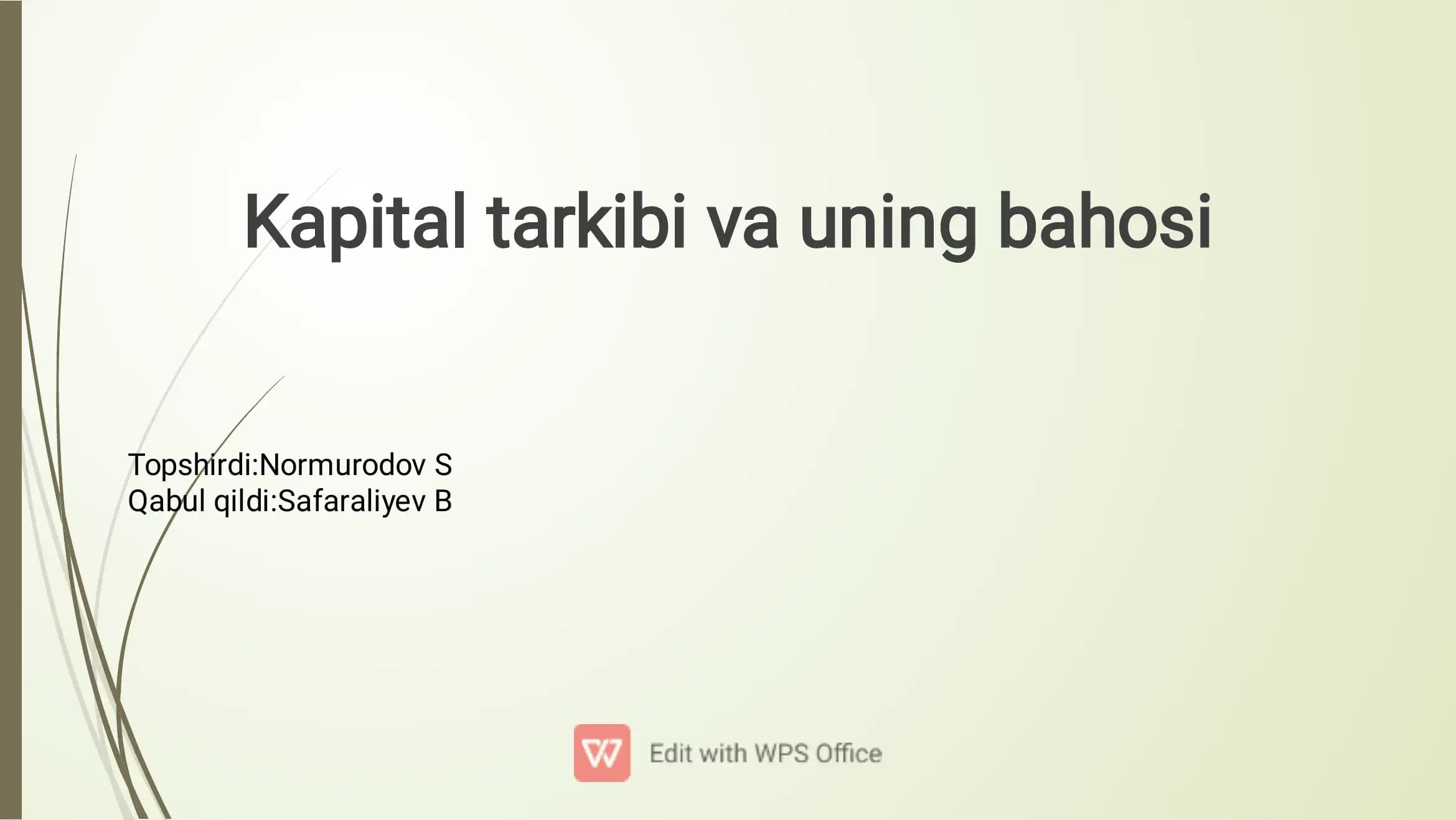 Kapital tarkibi va uning bahosi