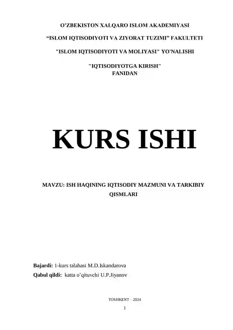 IQTISODIYOTGA KIRISH