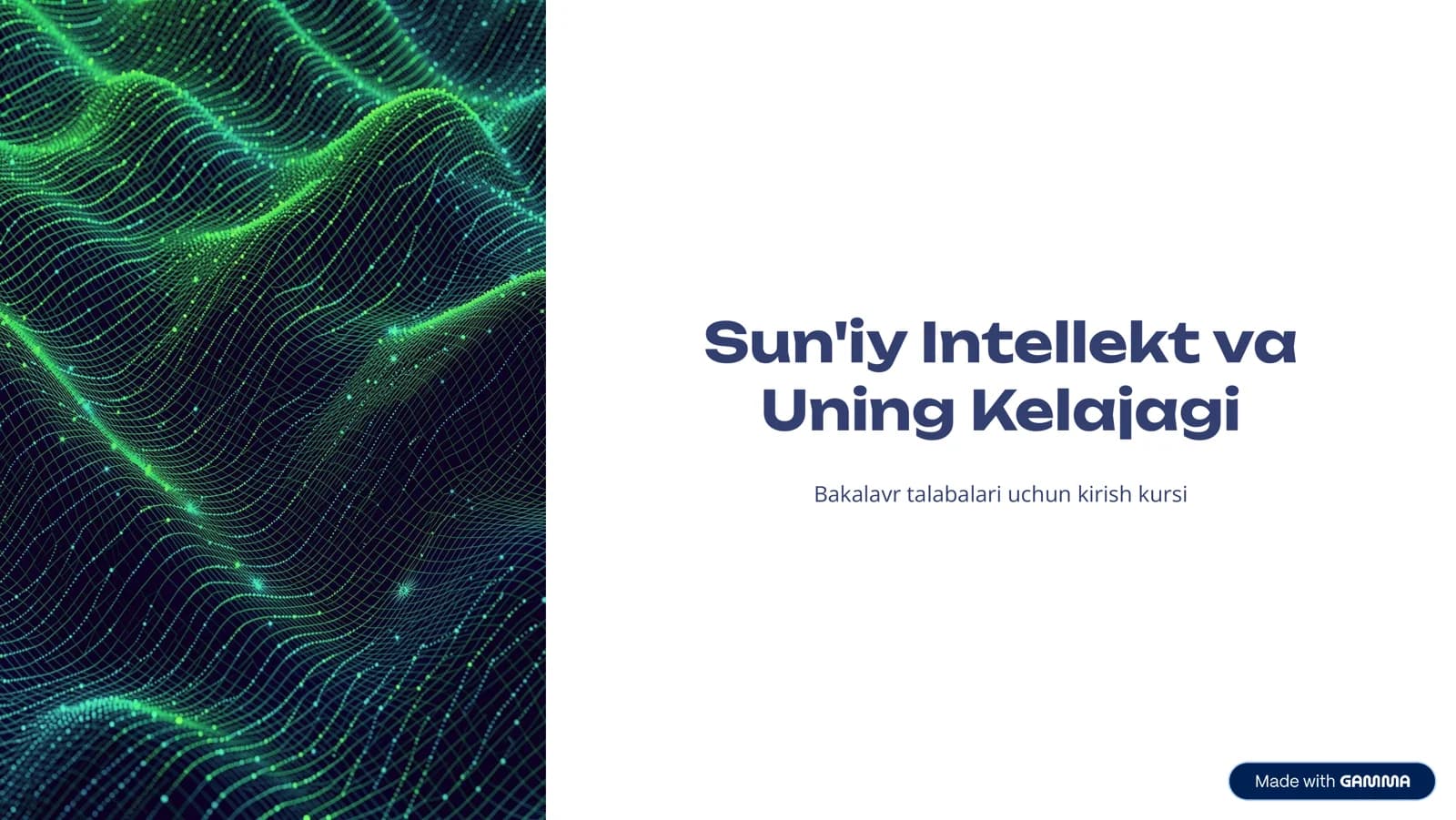 Sun'iy Intellekt va Uning Kelajagi Bakalavr talabalari uchun kirish kursi