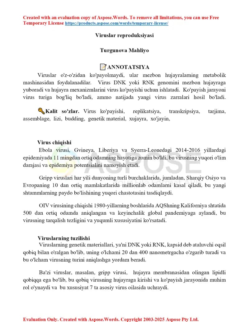 Viruslar reproduksiyasi