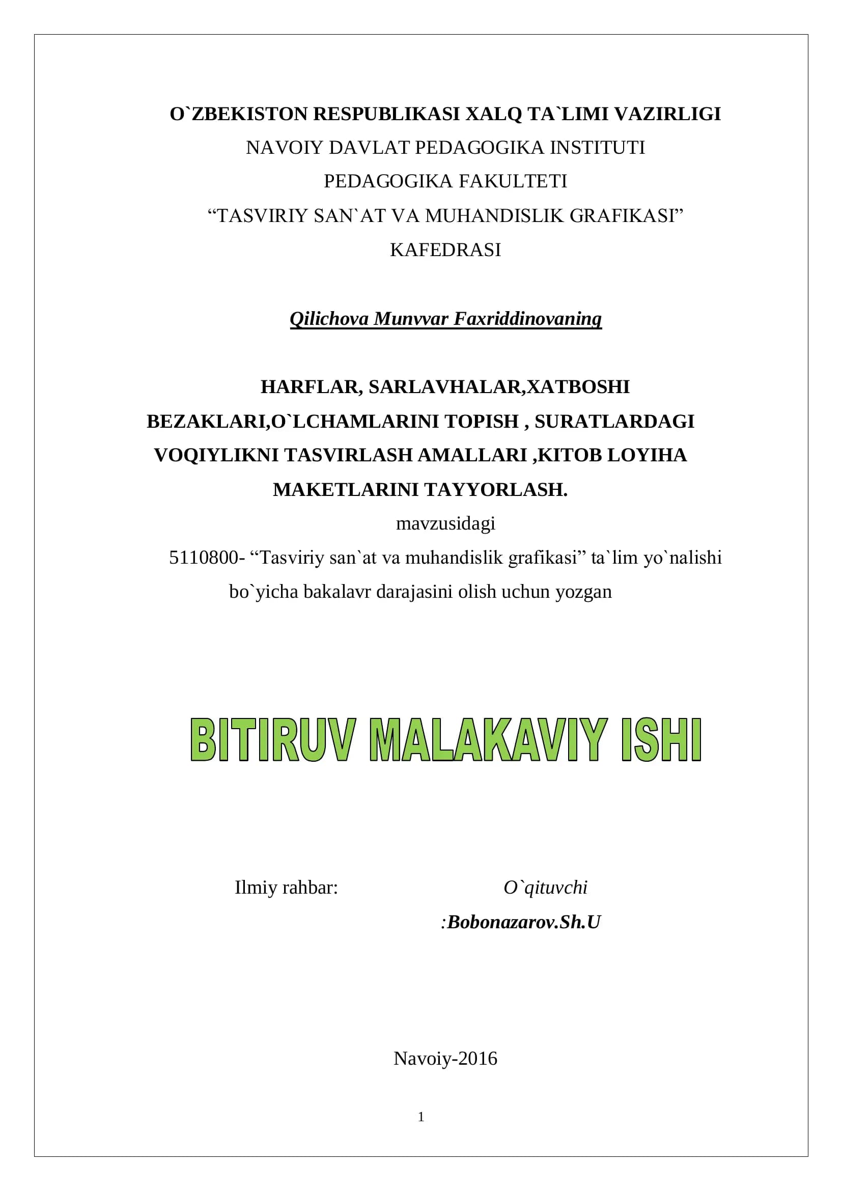 Tasviriy san`at va muhandislik grafikasi