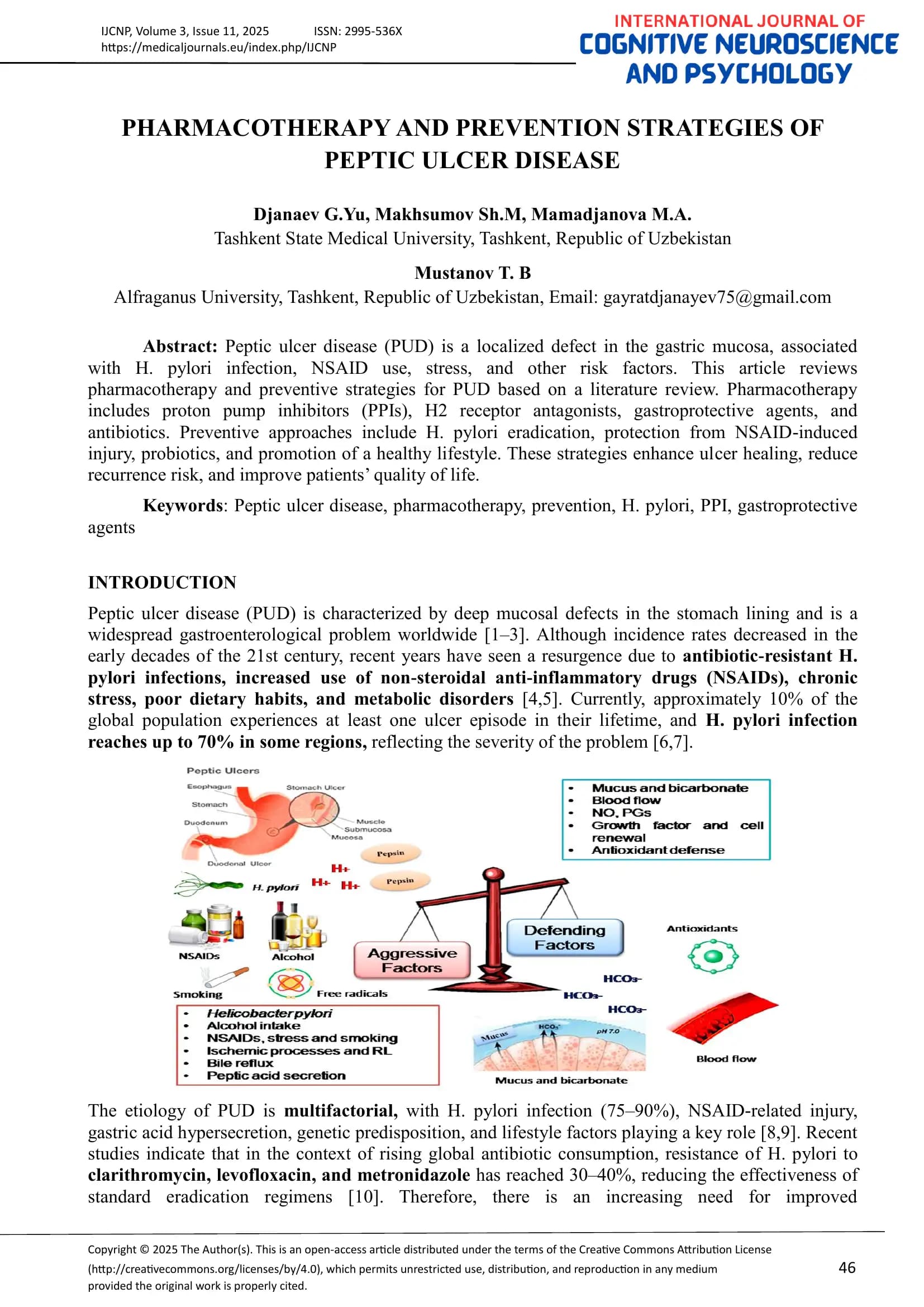 Pharmacotherapy and Prevention Strategies of Peptic Ulcer Disease