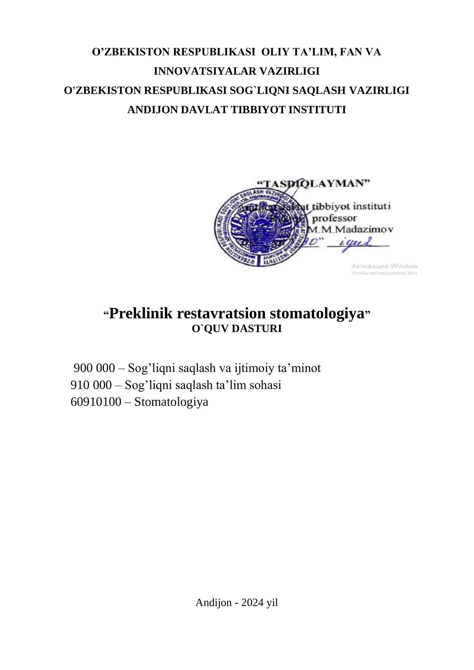 Preklinik restavratsion stomatologiya