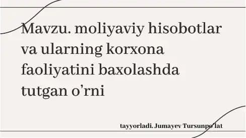 Moliyaviy hisobotlar