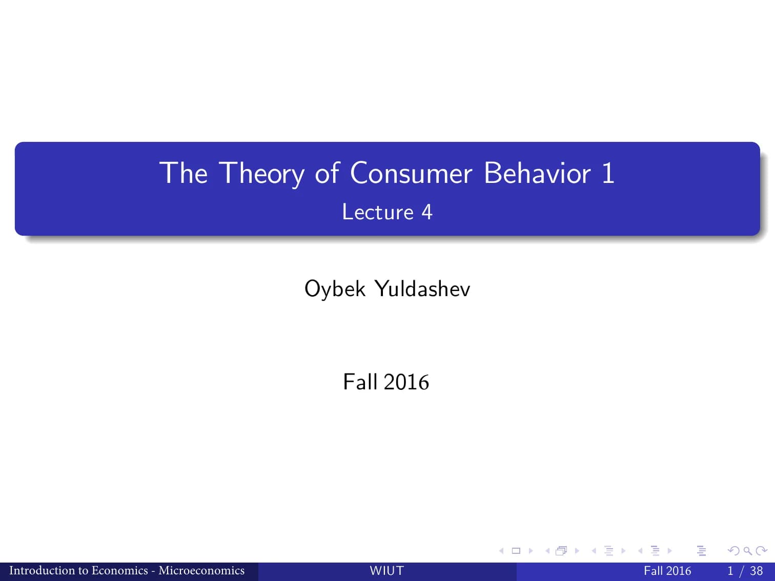 The Theory of Consumer Behavior 1