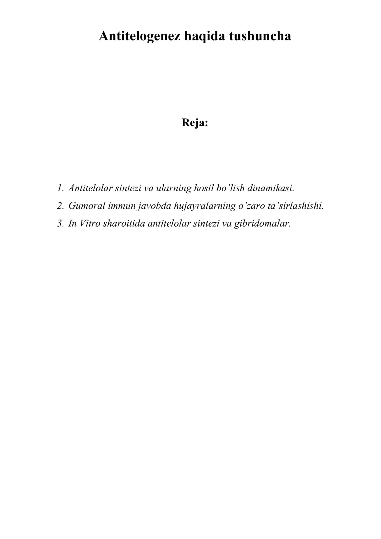 Antitelogenez haqida tushuncha