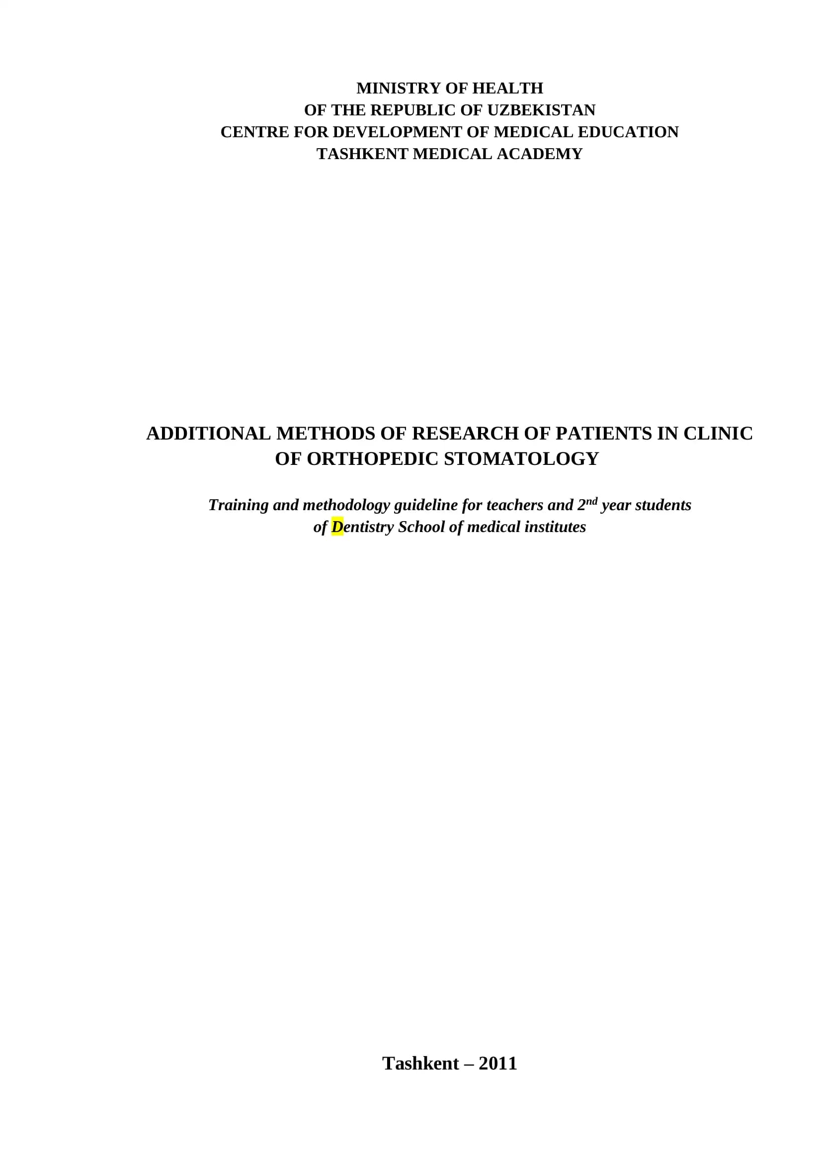Additional Methods of Research of Patients in Clinic of Orthopedic Stomatology