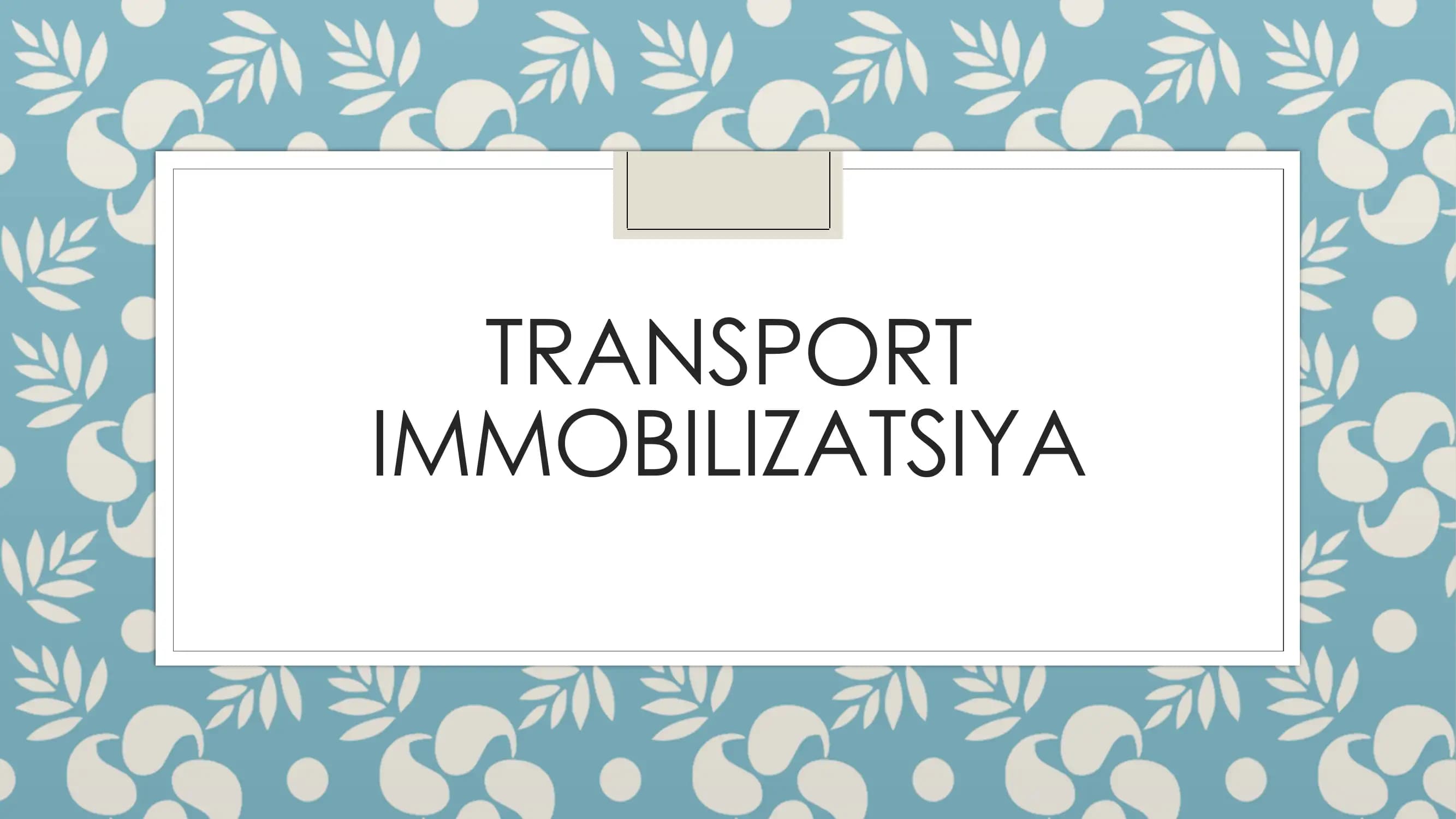 TRANSPORT IMMOBILIZATSIYA