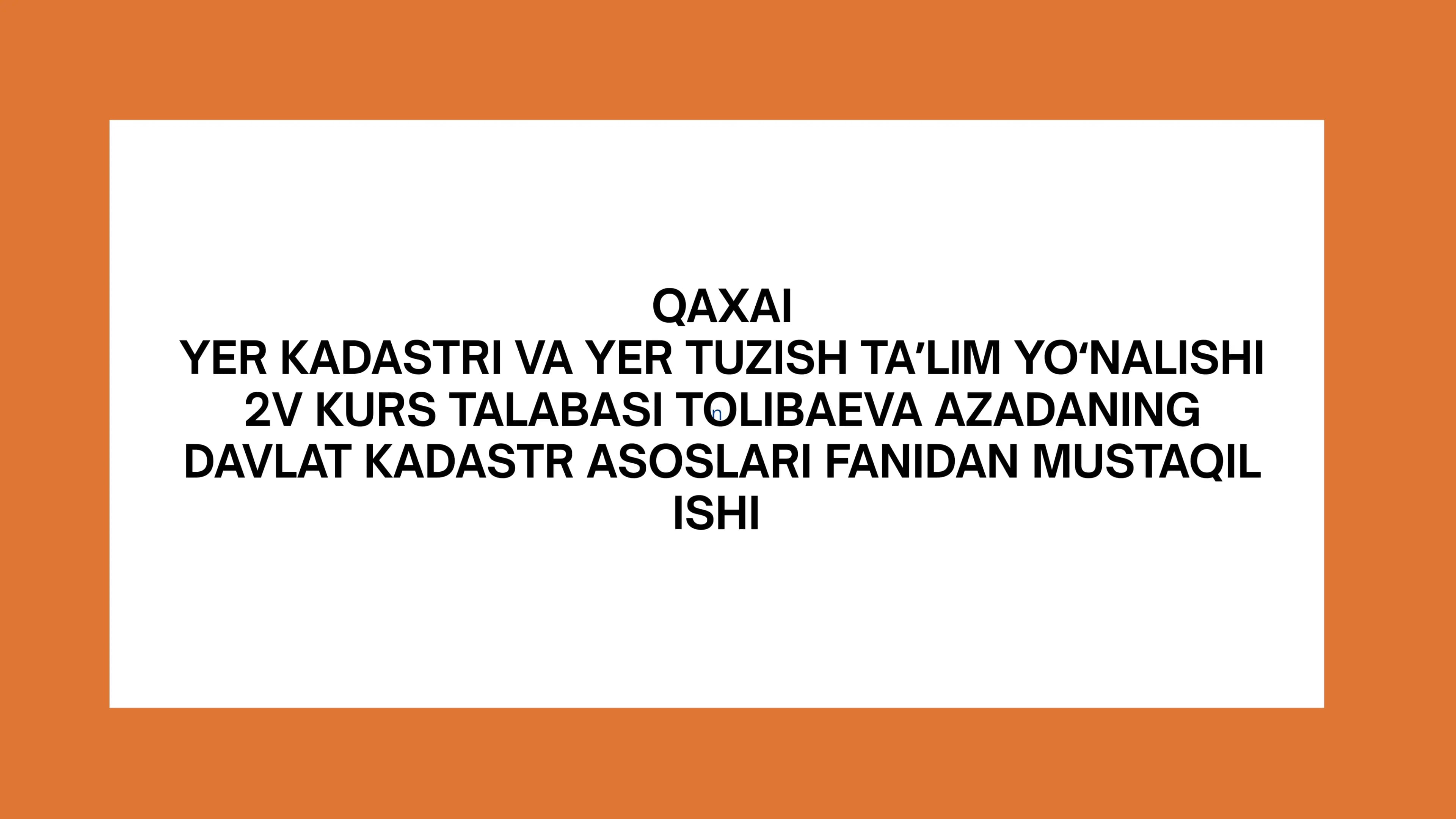 Yer kadastri va yer tuzish ta'lim yo'nalishi