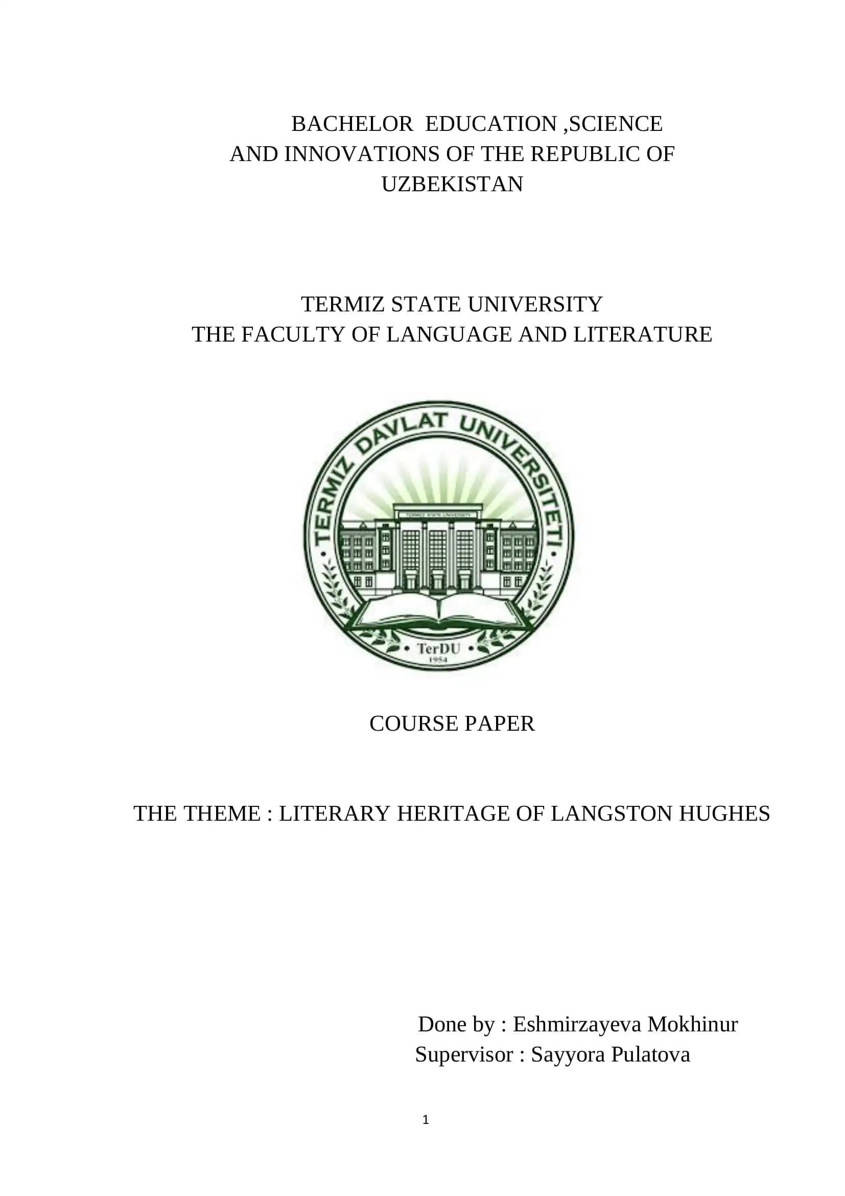 Literary Heritage of Langston Hughes