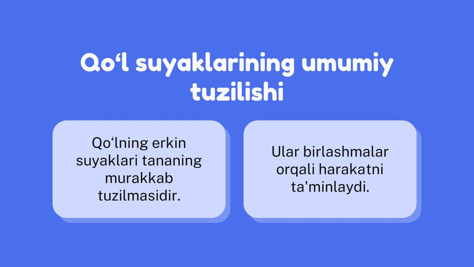 Qo‘l suyaklarining umumiy tuzilishi