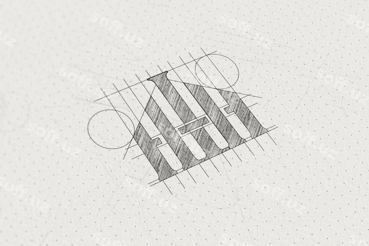 Qalam sketsasi logotip namunasi | Pencil sketch logo mockup