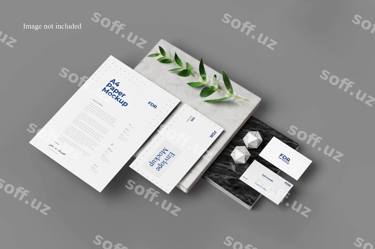 Perspektiva qog'ozlar namunasi | Perspective stationery mockup