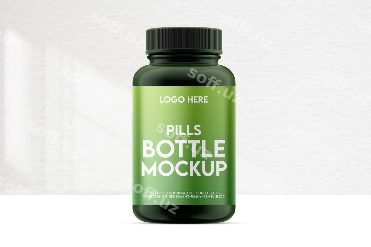 Dorilar shishasining mockup dizayni | Pills bottle mockup design