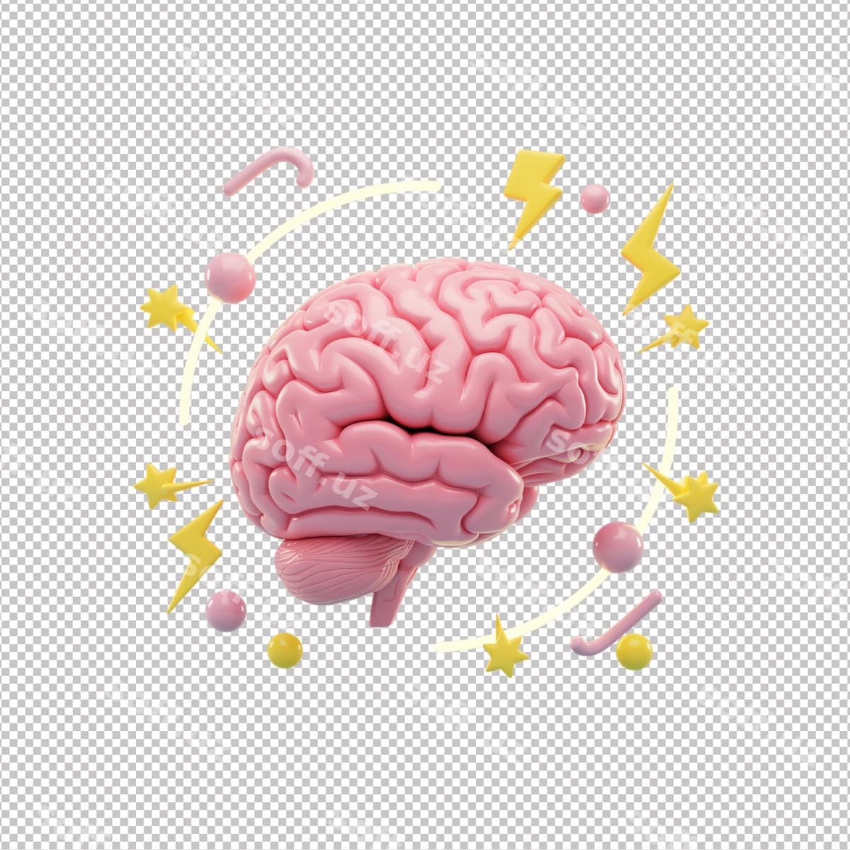 Pushti 3D miya illyustratsiyasi | Pink 3d brain illustration