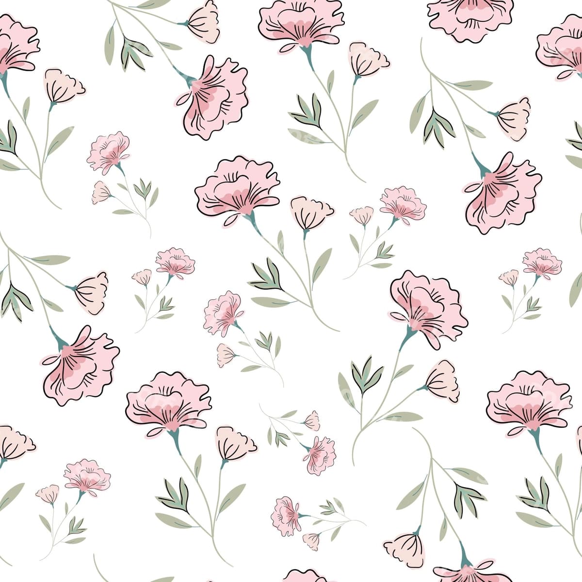 Pushti gul uzilmas naqsh | Pink flower seamless pattern