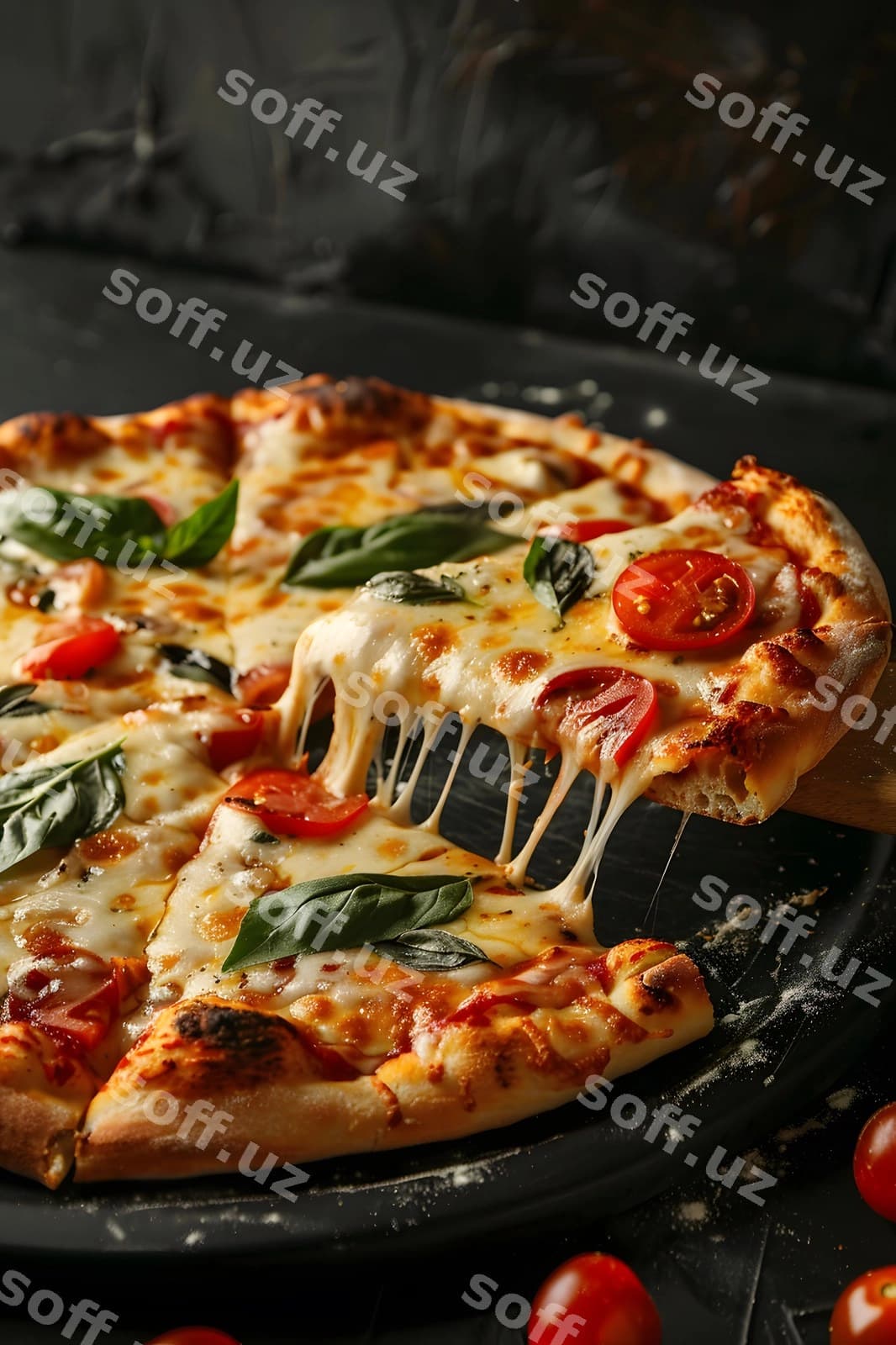 Pitsa kessasiz tava | Pizza with slice missing from it is pan