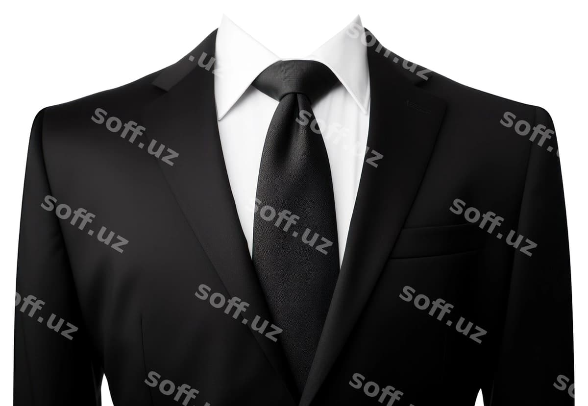Galstukli oqlangan qora rangli PNG kostyumi | Png elegant black suit with tie