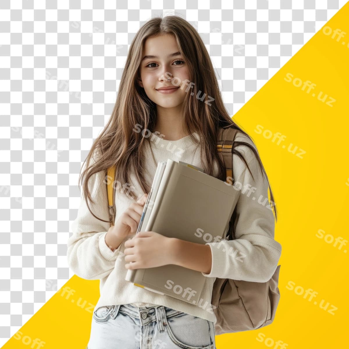 Yosh qiz talaba baxtli guladi | Png young girl student smiling happy