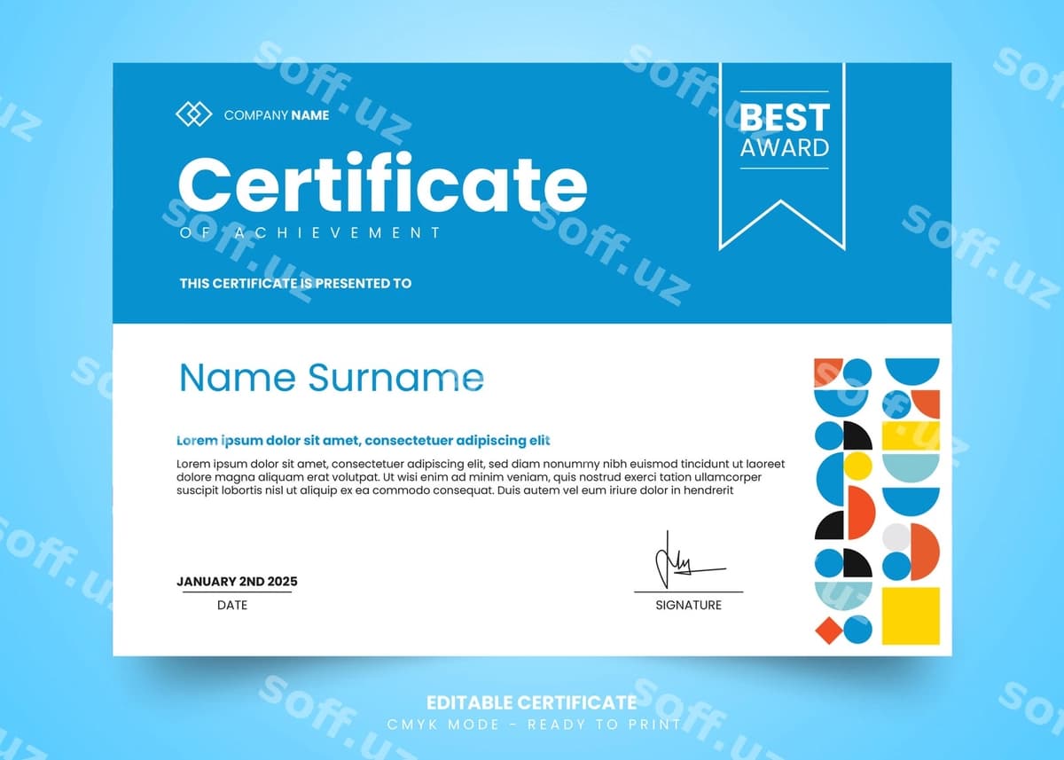 Professional sertifikat dizayn shabloni | Professional certificate design template
