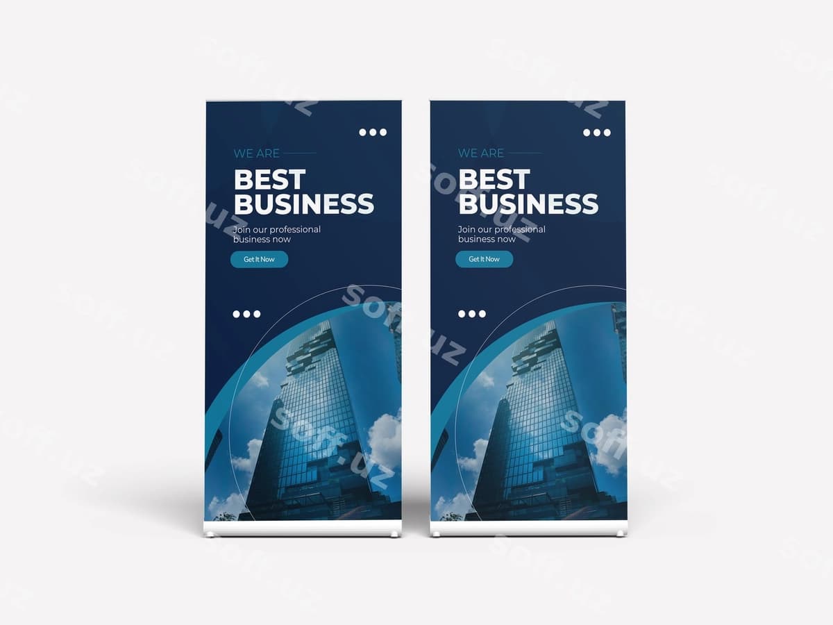 Eng yaxshi biznes reklama aylanma bayner | Promotional rollup banner best business