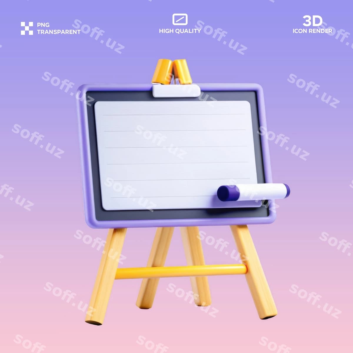 Psd dosxa 3d illustratsiyasi | Psd blackboard 3d illustration