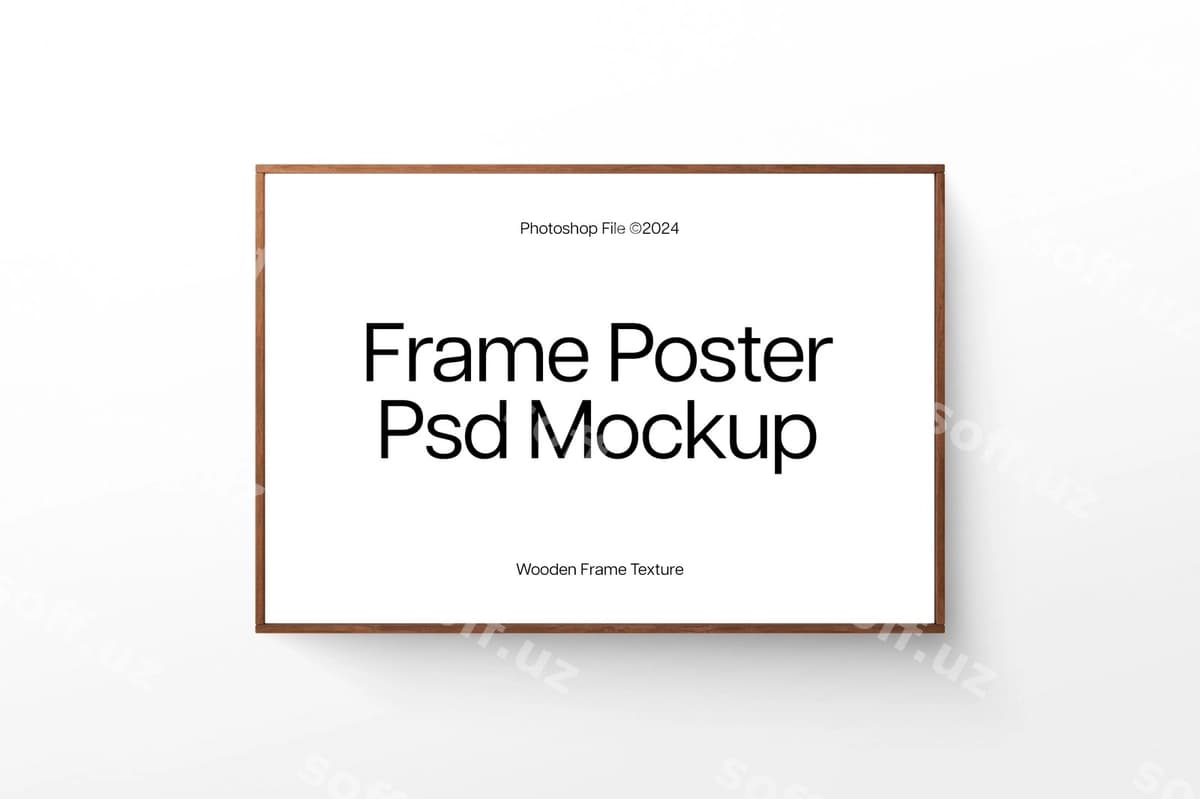 Psd jigarrang ramka mockup oq devor | Psd brown frame mockup white wall