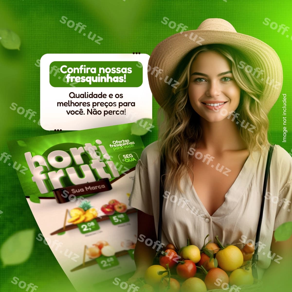 Psd ijtimoiy tarmoqlar uchun meva va sabzi shabloni | Psd social media template hortifruti