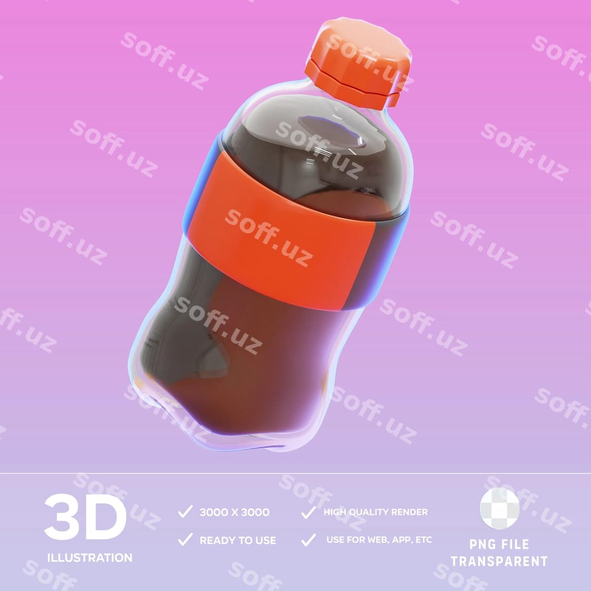 Psd yumshoq ichimlik 3D illustratsiya | Psd soft drink 3d illustration