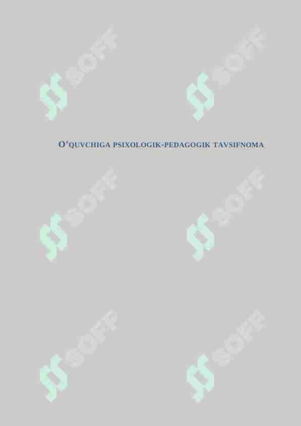o'quvchiga psixologik-pedagogik tavsifnoma