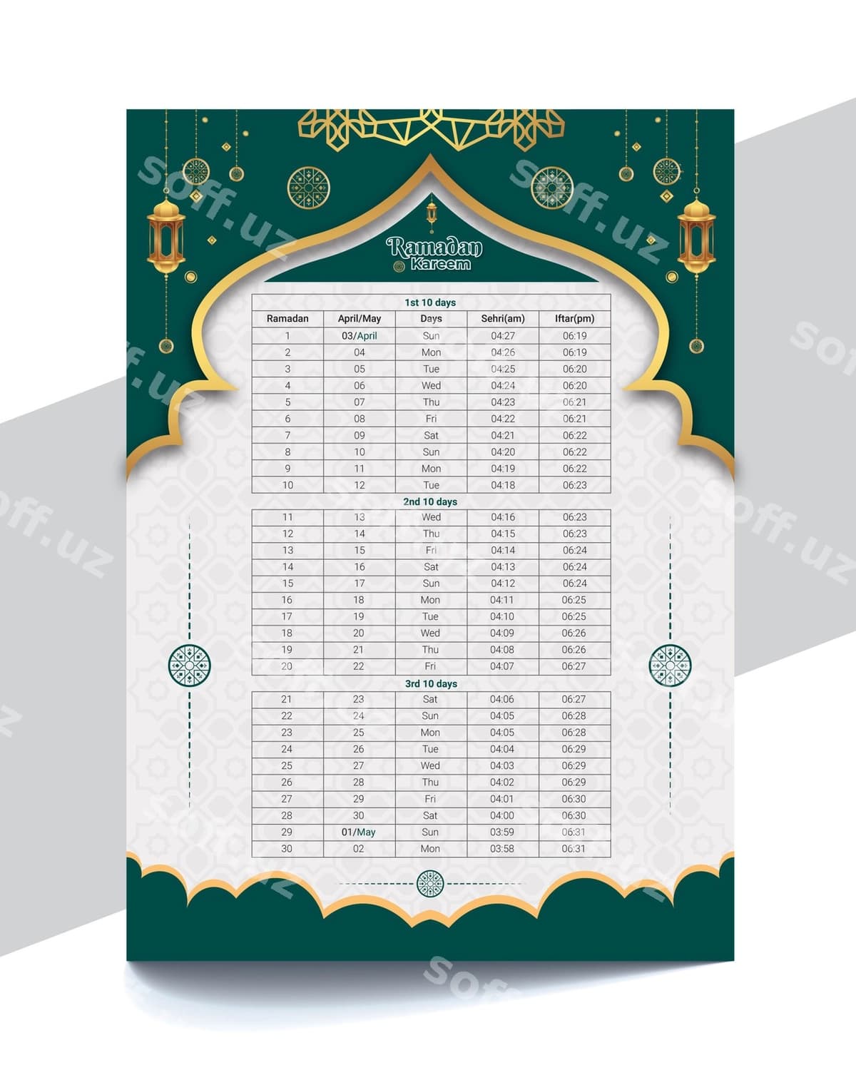 Ramadan kareem kalendar 2022 | Ramadan kareem calendar 2022