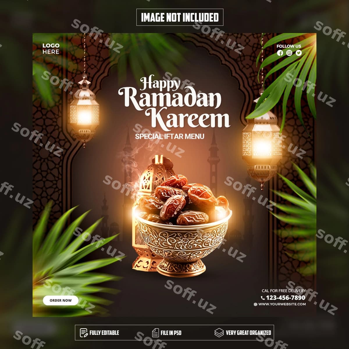 Ramazon kareem maxsus ovqatlar menyusi flyeri | Ramadan kareem special food menu flyer