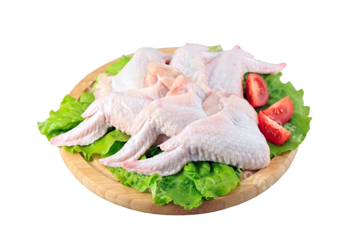 Hovo tovuq qanotlari oq orqa fonda | Raw chicken wings white background