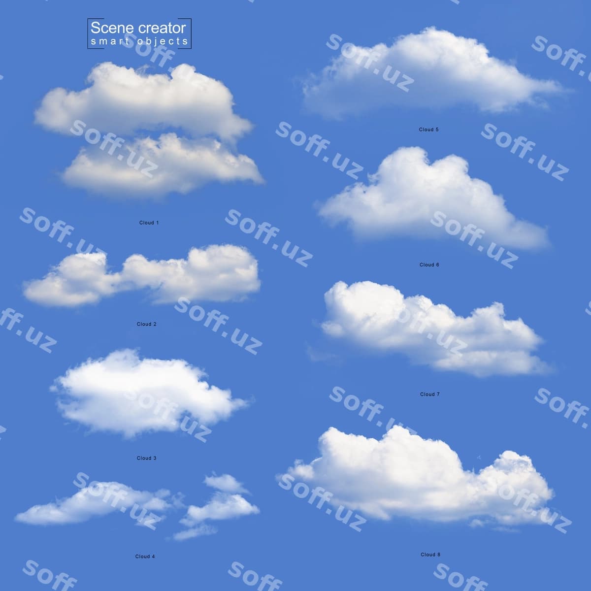 Haqiqiy oq bulut komplekti | Realistic white cloud set