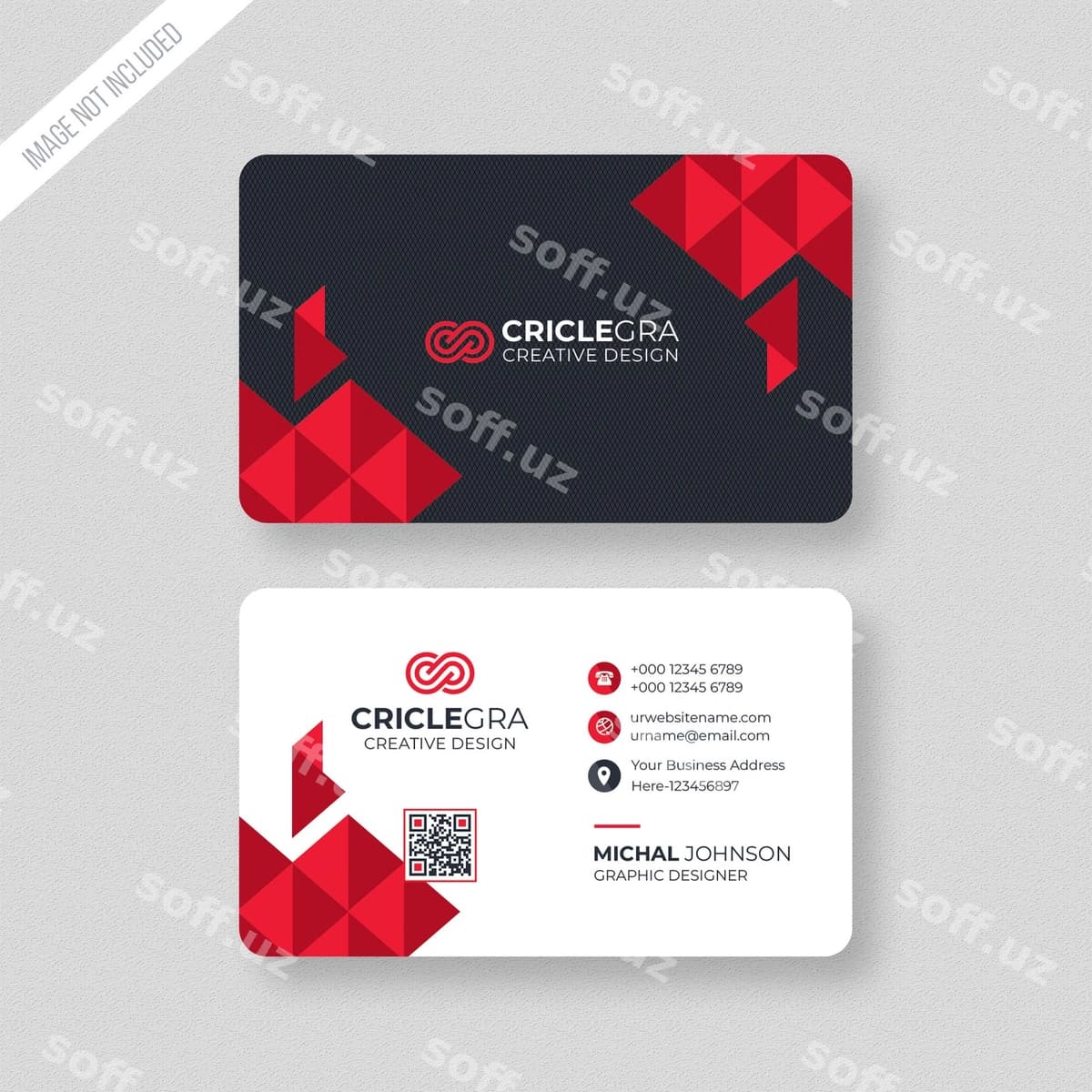 Qizil rangli zamonaviy biznes karta shabloni | Red color modern business card template